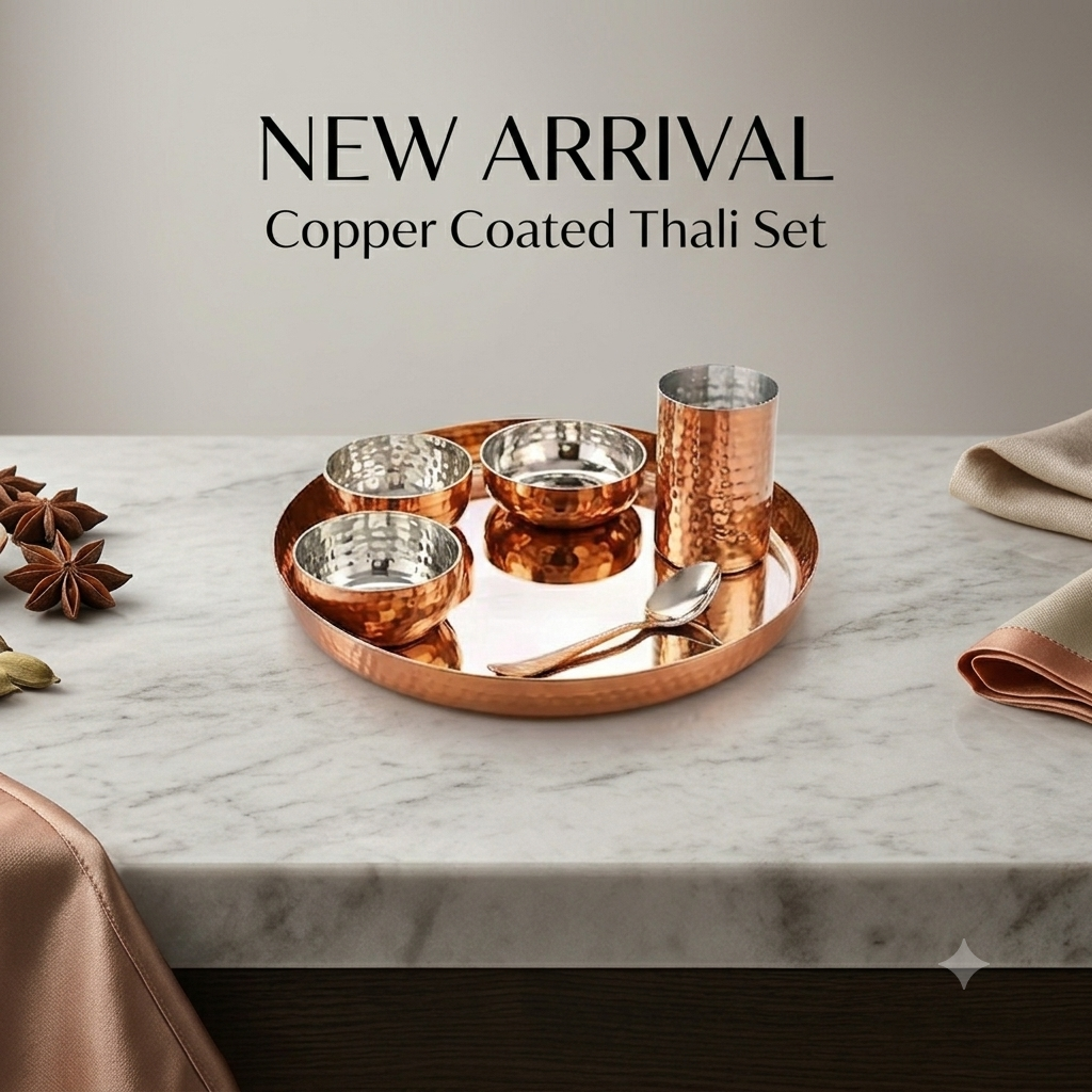 Copper Coated Thali Set- Neha Market