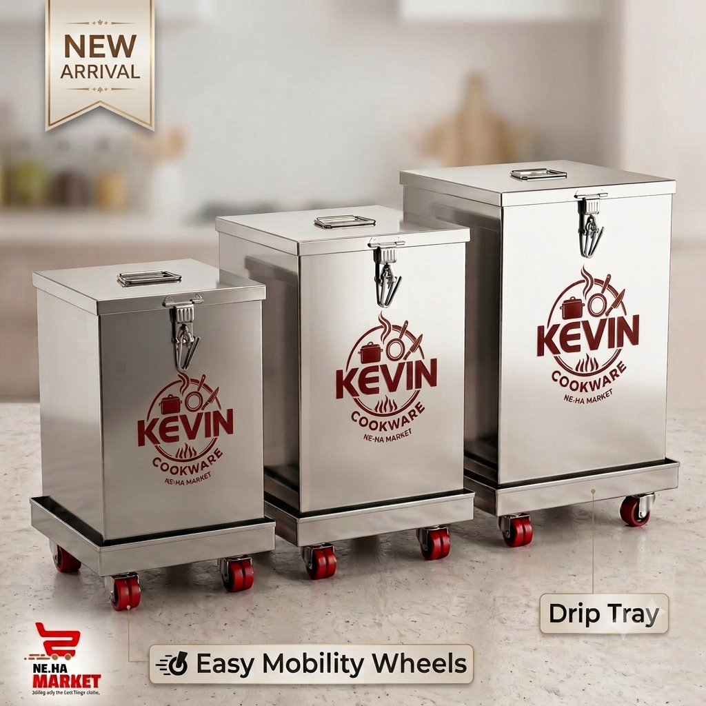 Stainless Steel Pipa/ Deep Container With Wheels Tray-Neha Market